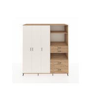 Kronos Dolap 12 Raflı 4 Çekmeceli Tek Askılı 220x59x243 Çam-Aytaşı/Çam