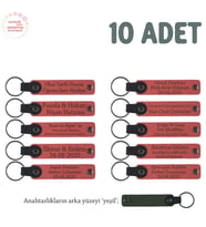 Nar Çiçeği & Yeşil, Dans Grubu İçin Kişiselleştirilebilir Hediyelik Hatıra Anahtarlık 10’lu Set