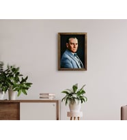 BK Home Atatürk Tasarımlı Doğal Masif Ahşap Çerçeveli Tablo 45x65cm-3