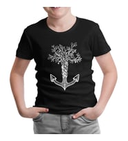 Tree Anchor Siyah Çocuk Tshirt