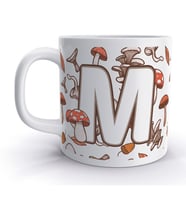 M Harfi Mantar Sonbahar Tasarım Renkli Harfli Kupa Bardak