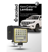 126W 12-24 Volt Kare Sis Farı DRL Sarı Oto Çalışma Lambası ATV Kamyon Tır Traktör Offroad