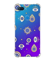 PrintiFy Xiaomi Mi 8 Lite Uyumlu Nazar Boncuğu 5 Baskılı Şeffaf Köşe Korumalı Antişok Kılıf