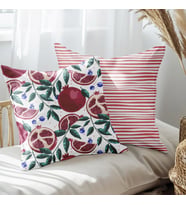 eJOYA Nar Ve Çiçek Tasarımlı 2'li Yastık İçi Ve Kırlent Kılıfı 45cm 113478