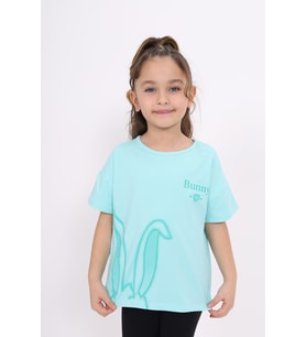 Toontoy Kız Çocuk Baskılı Tişört (Mint Yeşili)