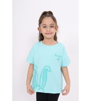 Toontoy Kız Çocuk Baskılı Tişört (Mint Yeşili)
