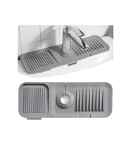 Elastik Musluk Matı Su Tutucu Düzenleyici Kaydırmaz Taban Organizer Mutfak Banyo Lavabo (Antrasit)