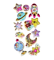 Sticker Kabartmalı Stiker Defter, Planlayıcı Etiket (pullu-803) - 17X9 cm - Gezegen Roket Yıldız