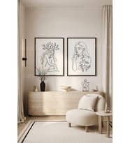 Minimalist Doğal Çizgiler 2'li Ahşap Çerçeveli Tablo Seti