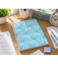 Studi A4 160 Yaprak Kareli Spiralli Defter – Mavi Geometrik Desenli Okul Ders Defteri