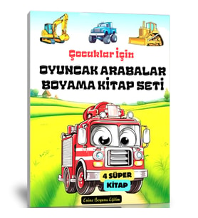 Çocuklar İçin Oyuncak Arabalar Boyama Kitap Seti (4 Kitap)