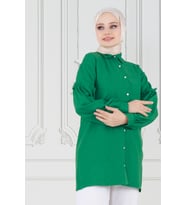 Kolu Fırfır Detaylı Tunik-Yeşil