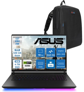 Asus Rog Strix Scar 18 G835LX-SA156 Intel Core Ultra 9 275HX Aı 128GB 4tb SSD 24GB/RTX5090 Gddr7 175W 18" 2.5k 2560 x 1600 240Hz 3ms 1200NITS Freedos Taşınabilir Bilgisayar WSA156F47128G + Zettaçanta