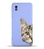 Samsung Galaxy A01 Core Uyumlu Lansman Kılıf Catface Tasarımlı İçi Kadife Kapak-Lila (Şeffaf)