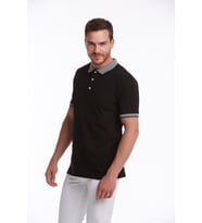 Hatemoğlu Siyah %100 Pamuk Regular Fit Polo Yaka Tişört