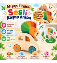 Ahşap Figürlü Sesli Ahşap Araba