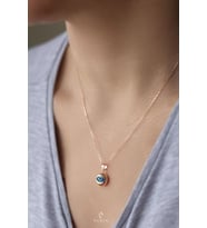 Göz Model 925 Ayar Yuvarlak Gümüş Kolye-Rose