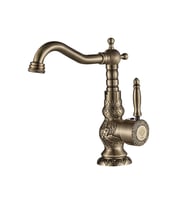 FKN Rustik Mix Desenli Antik Lavabo Bataryası (Eskitme Altın)