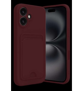 iPhone 16 Kılıf Kelvin Kartvizitli Silikon - Bordo