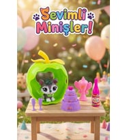 Sevimli Minişler Oyun Seti - Elma Evi, Köpek Figürü ve Parti Aksesuarları (6 Parça)