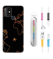 INFINIX Hot 8 9 10 11S Hot 10 Play 10T Kılıf Kablo Koruma Spiral Silikon Harita ve Uçak 1777
