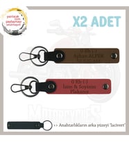 Biker Stiline Özel İsim Plaka, 0 Rh (-) Kan Grubu Yazılı Motor x2 Anahtarlık, Nar Çiçeği-Kahve-Laci (Çok Renkli)