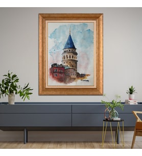 Altın Varaklı Paspartulu Çerçeveli Tablo a1165