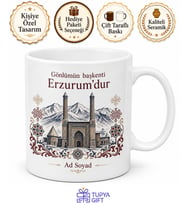 Erzurum Memleket Temalı Kişiye Özel Baskılı Kupa Bardak Hediye