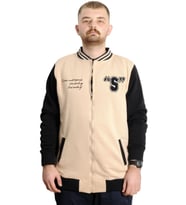 Mode XL Büyük Beden Erkek Kolej Mont Baskılı Ceket 23631 Bej