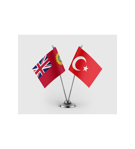 Britanya Hindistanı ve Tür Bayrağı İkili Saten Masa Bayrağı Takımı