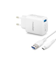 Type-c Qc 3.0 Hızlı Şarj Seti 18W 3.4A Usb Adaptörlü 1 M Pvc Kablolu Beyaz ND1010