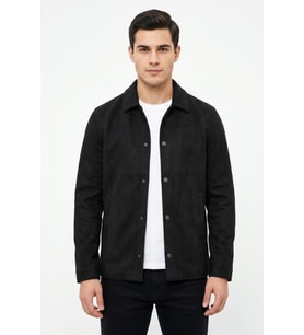 Erkek Siyah Regular Fit Mevsimlik Süet Spor Mont BGL-ST05436