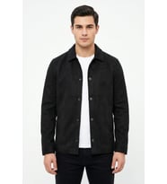 Erkek Siyah Regular Fit Mevsimlik Süet Spor Mont BGL-ST05436