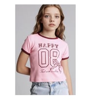 Defacto Baskılı Fitilli Kaşkorse Pembe Kız Çocuk T-Shirt D8542A8/PN253