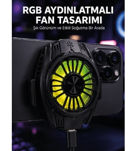 RGB Fan Aydınlatmalı Sessiz Çalışan Telefon Soğutucu