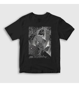 Presmono Unisex Çocuk Siyah Motoko Ghost In The Shell T-Shirt 512359tt