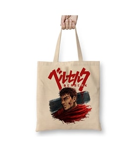 Berserk Guts Puck Anime Bez Çanta Uzun Saplı Alışveriş Çantası Plaj Çantası (Beyaz)