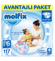 Molfix Bebek Bezi 6 Beden Ekstra Large Avantajlı Paket 117'LI (Yeşil)