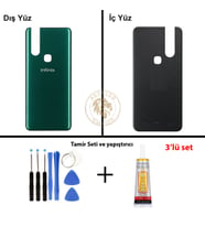 Infinix S5 Pro Yeşil Uyumlu Arka Kapak + Yapıştırıcı ve Vida Seti Arka Cam Batarya Pil Kapağı