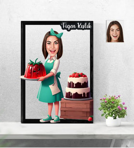 Kişiye Özel 3D  Ahşap Tablo Pastacı Kadını Model 30x40 -22