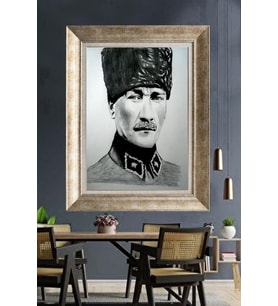 Gümüş Çerçeveli Atatürk Tablo za311