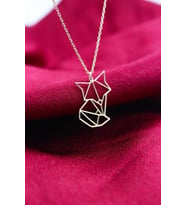 Tilki Model Origami Rose Kaplama 925 Ayar Gümüş Kolye