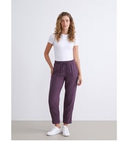 LCW Modest Mor Beli Lastikli Dokulu Müslin Kadın Pantolon
