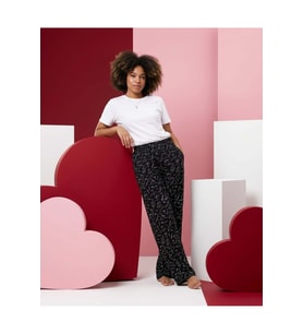 Kadın Büyük Beden Pamuklu Pijama Altı Lastikli Bel Rahat Kesim Battal Boy Soft Örme