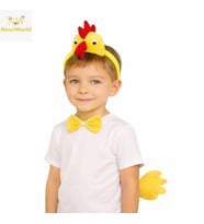 Mey İthalat® Çocuk Horoz Tavuk Kostüm Seti 3 Parça (Taç + Papyon + Kuyruk)