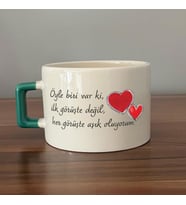 Öyle Biri Var Ki Baskılı Yeşil Kulplu C Fincan