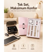 Bileklikli Amoled Ekran Akıllı Saat ve Dijital Göstergeli Kablosuz Bluetooth Kulaklık ANC/ ENC