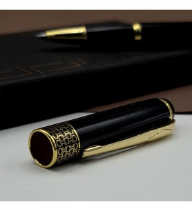 Gold İşlemeli Siyah Metal Roller Kalem