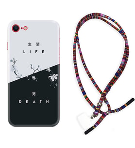 Apple iPhone 5 6 7 8 Plus Se XR Kılıf Boyun Asklı Rasta Silikon Life and Death 1339