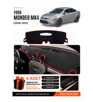 FORD MONDEO MK4 (2008-2014) Uyumlu Torpido Örtüsü Torpido Kılıfı - Siyah Kırmızı